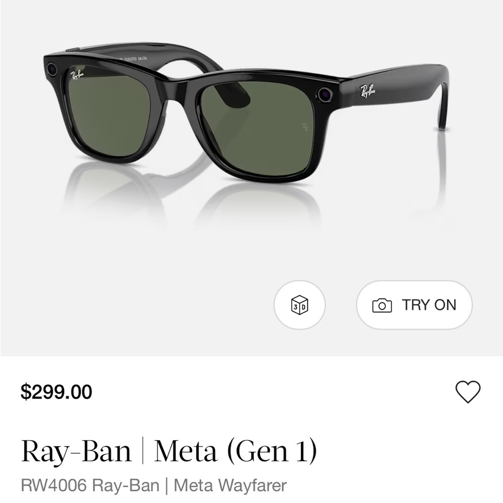 NWT Ray-Ban Meta Wayfarer Gen 1 Sunglasses with Charging Case